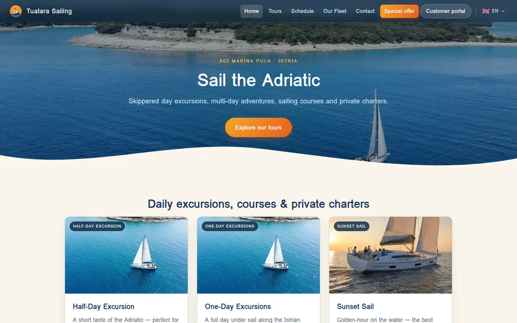 Tuatara Sailing home page - Sail the Adriatic